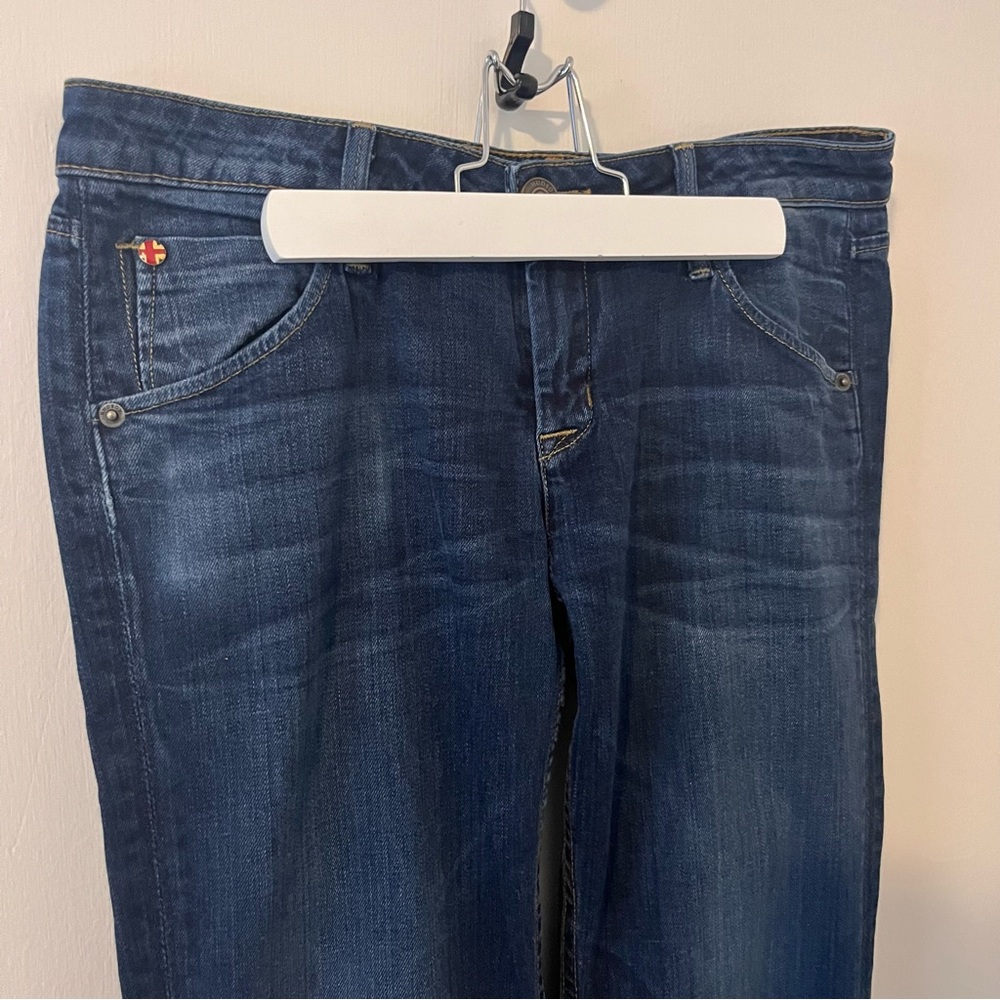 Hudson Jeans Dark Wash Whisker Fade Triangle Flap Pockets Size 28 - Picture 2 of 14